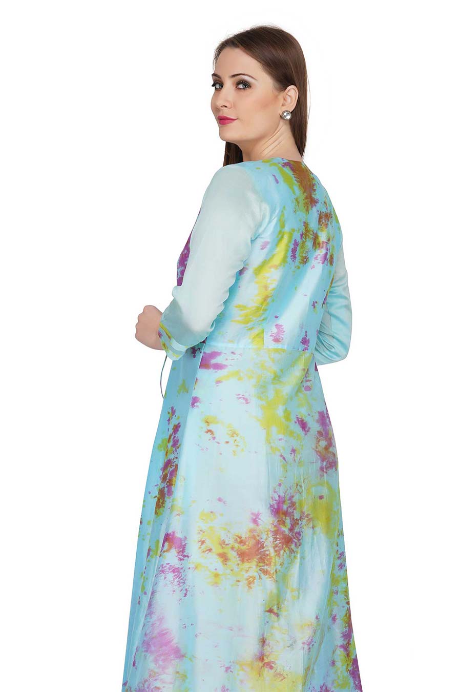Marble Dyed Blue Jacket & Dress (Set of 2)