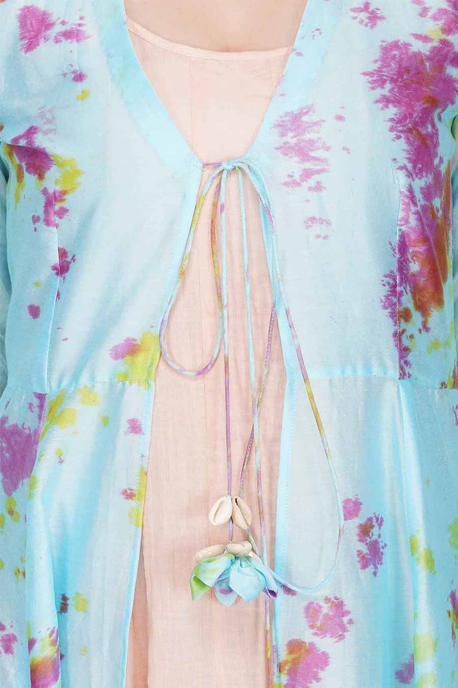 Marble Dyed Blue Jacket & Dress (Set of 2)