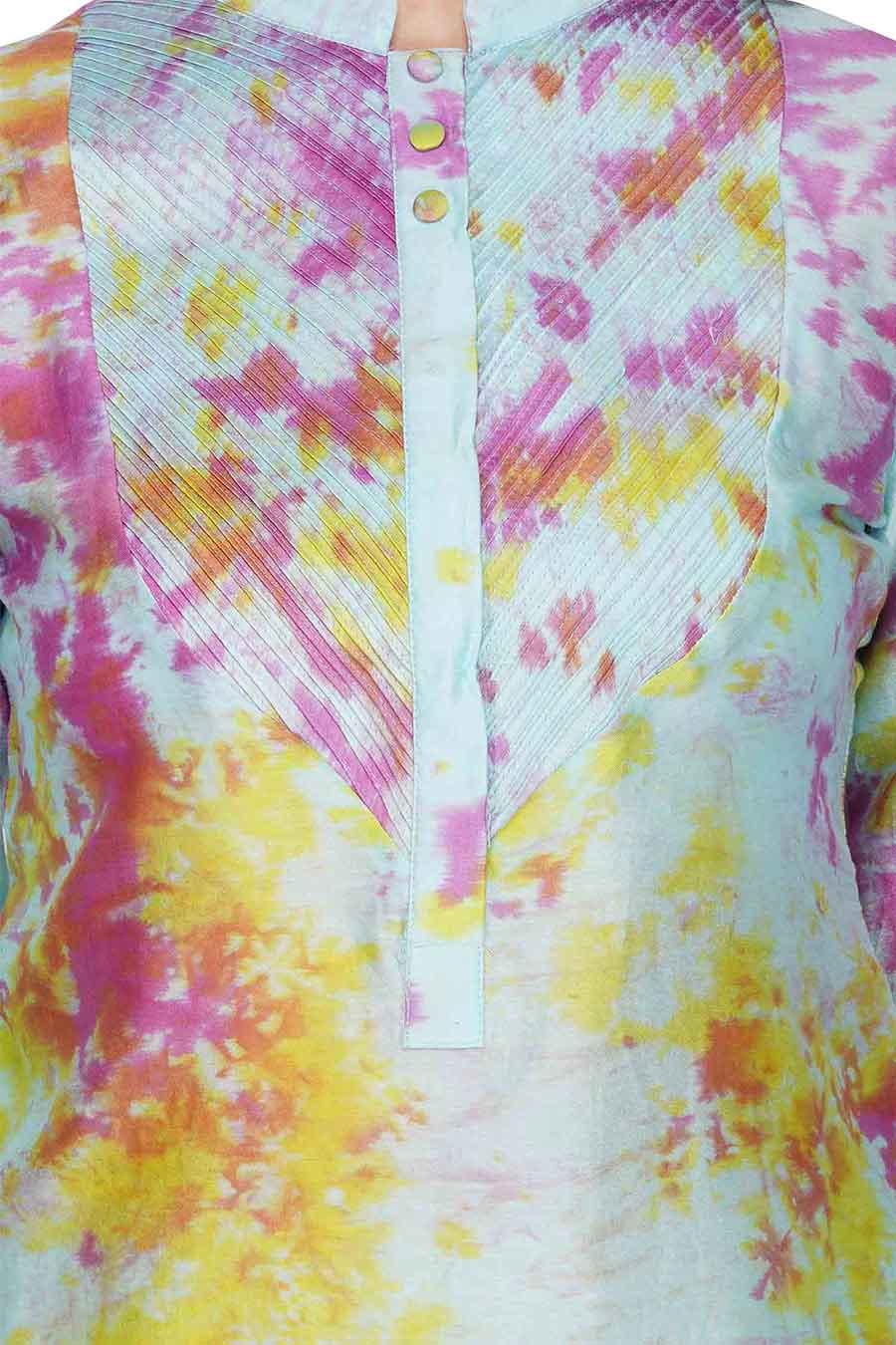 Marble Dyed Blue Pintuck Top