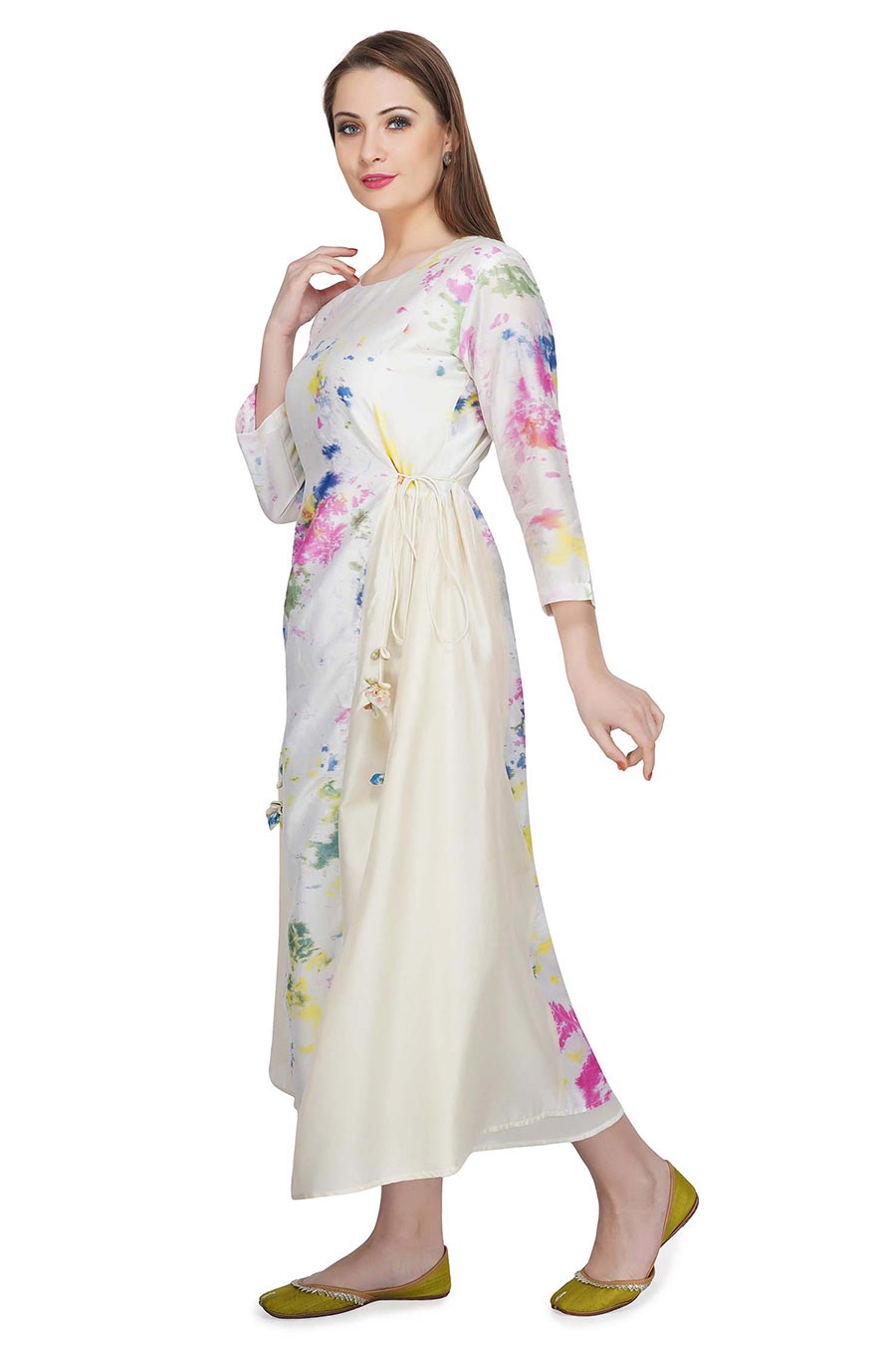 Marble Dyed Cream Panel Dress