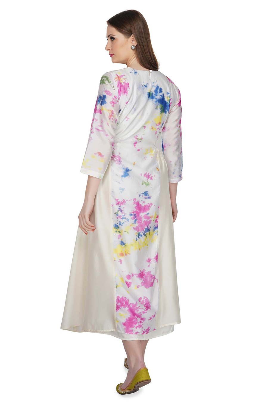 Marble Dyed Cream Panel Dress