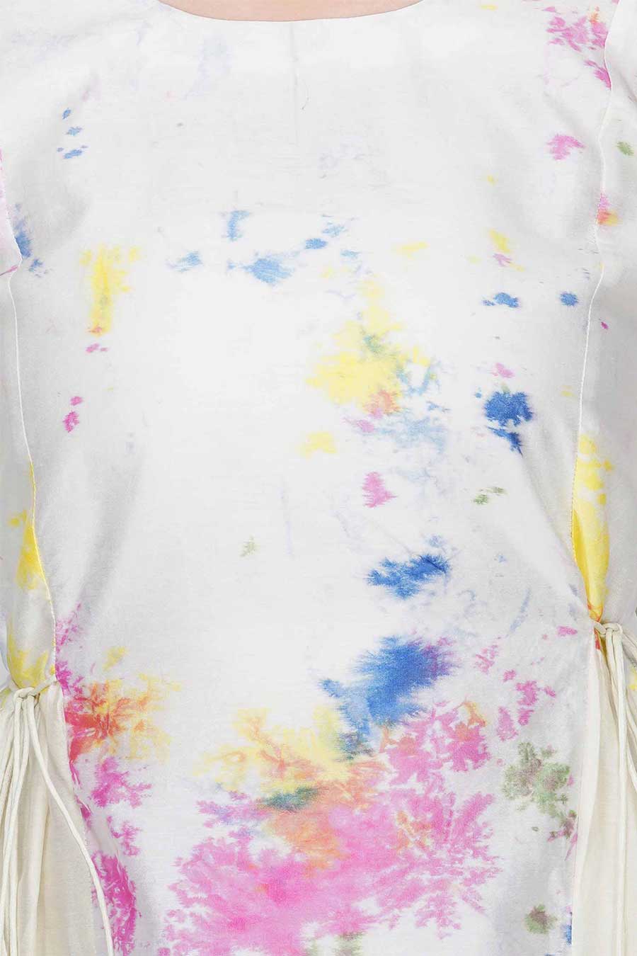 Marble Dyed Cream Panel Dress