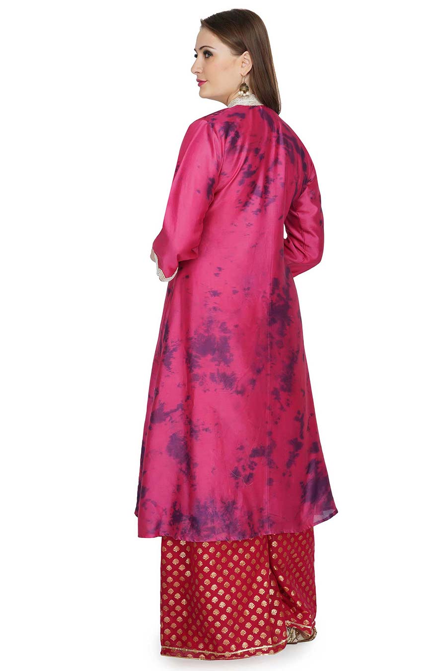 Marble Dyed Maroon Embroidered Kurta