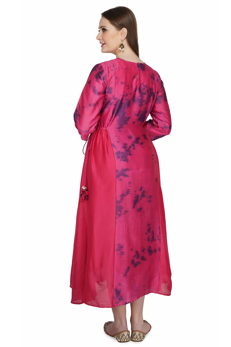 Marble Dyed Maroon Panel Dress