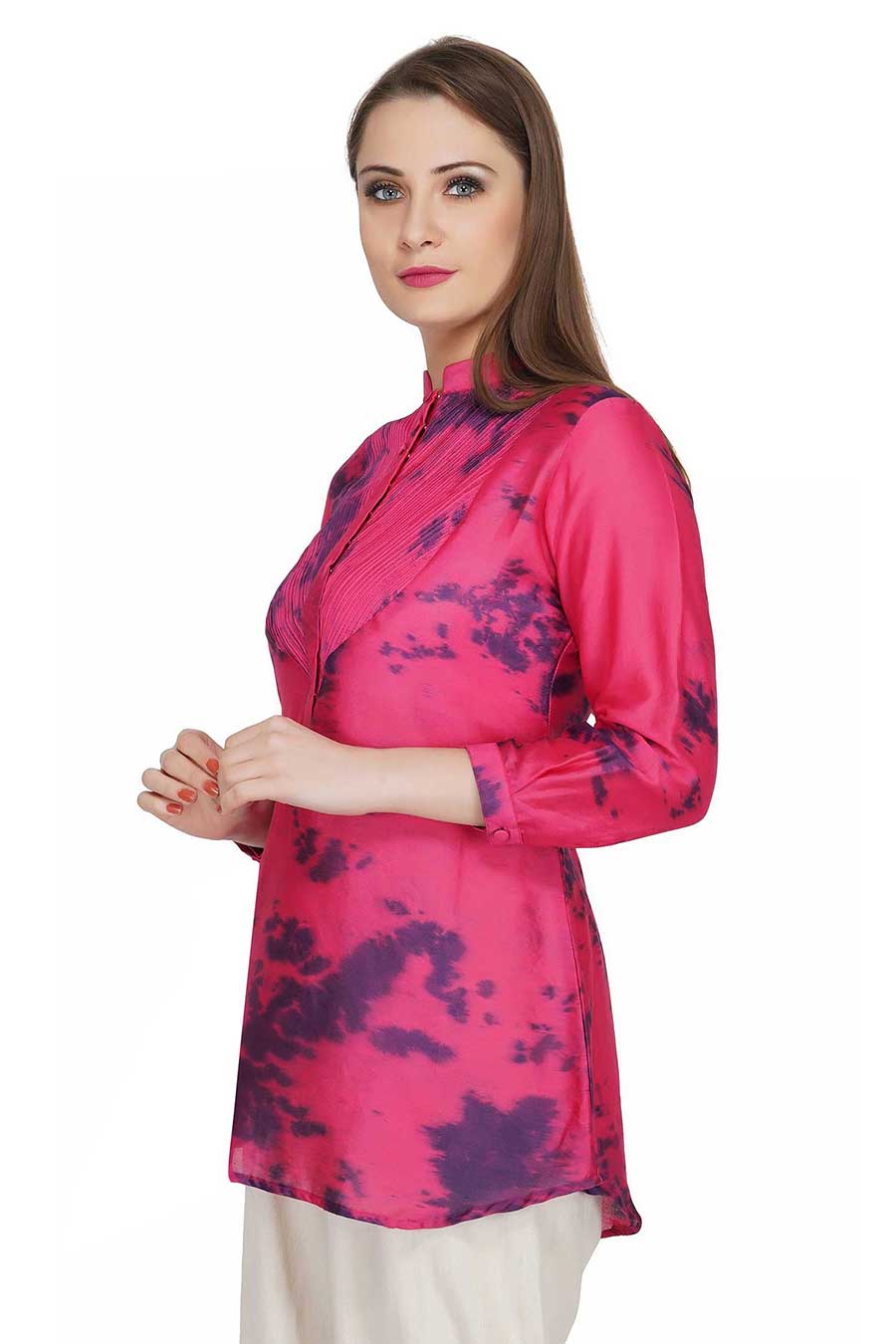 Marble Dyed Maroon Pintuck Top