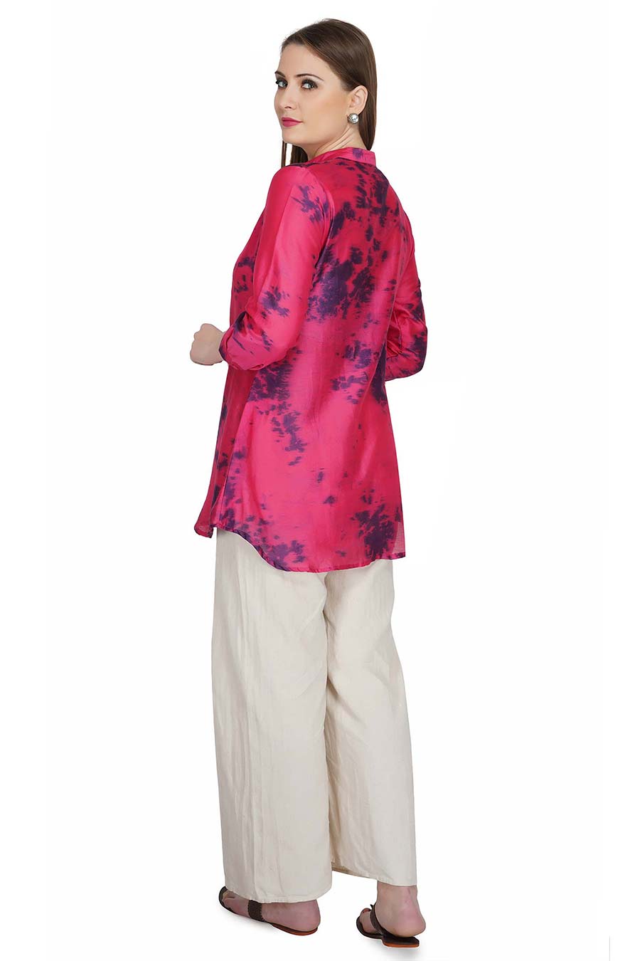 Marble Dyed Maroon Pintuck Top