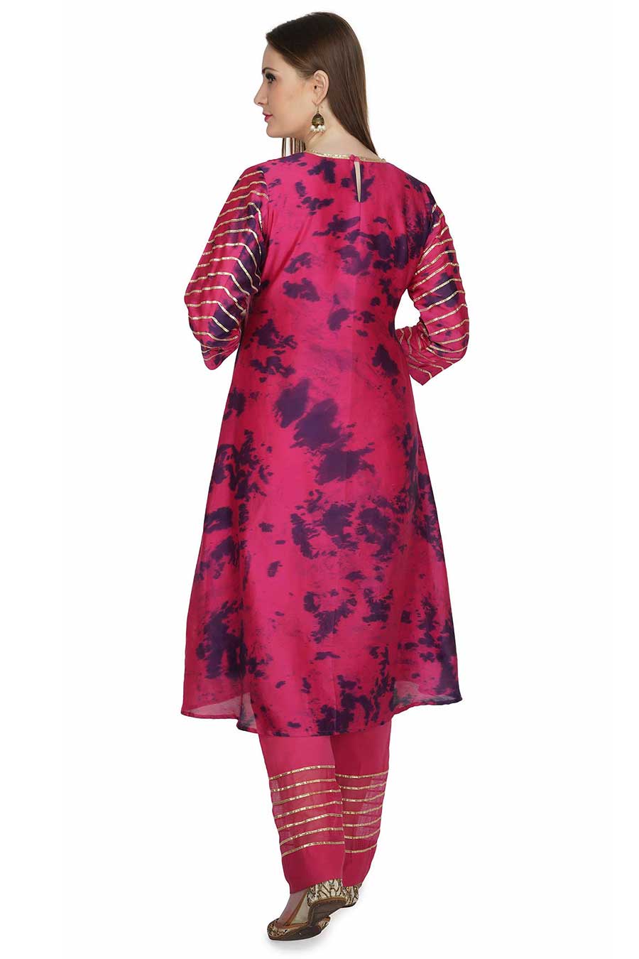 Marble Dyed Maroon Pintuck Kurta