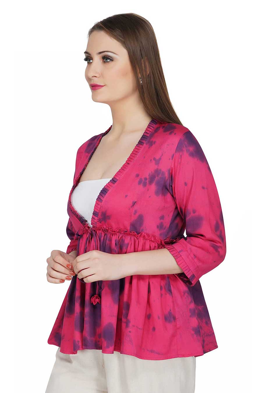 Marble Dyed Maroon Pleated Top