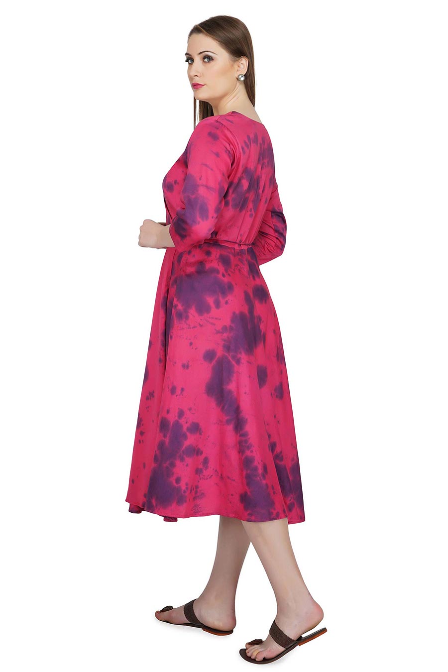 Marble Dyed Maroon Wrap Dress
