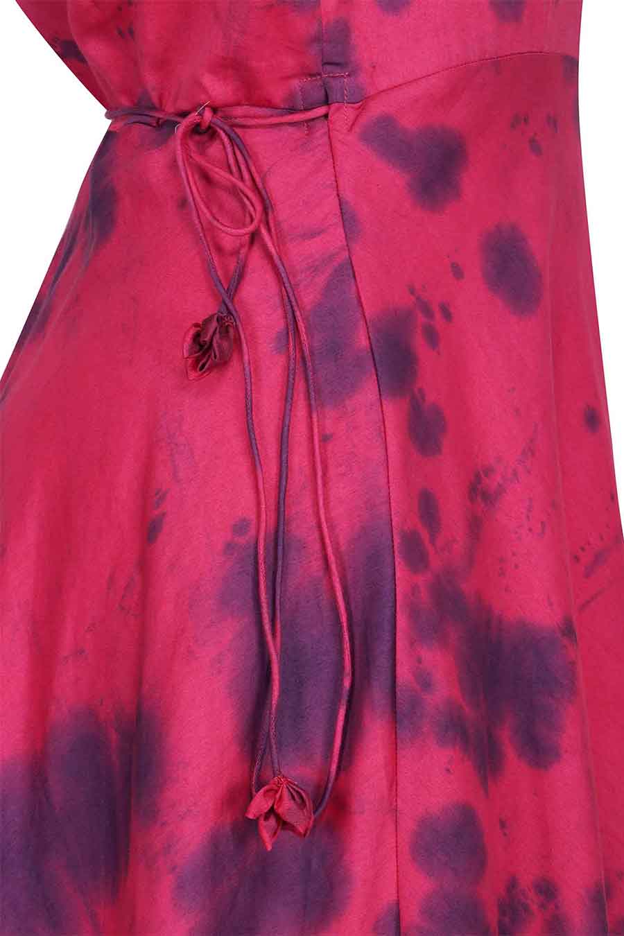 Marble Dyed Maroon Wrap Dress