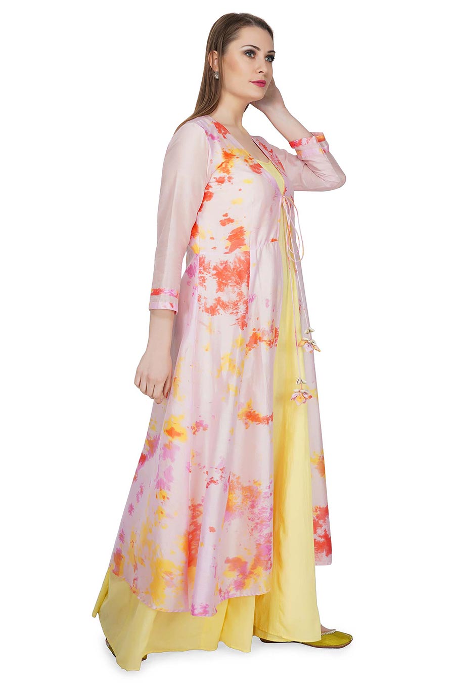 Marble Dyed Pink Jacket & Dress (Set of 2)