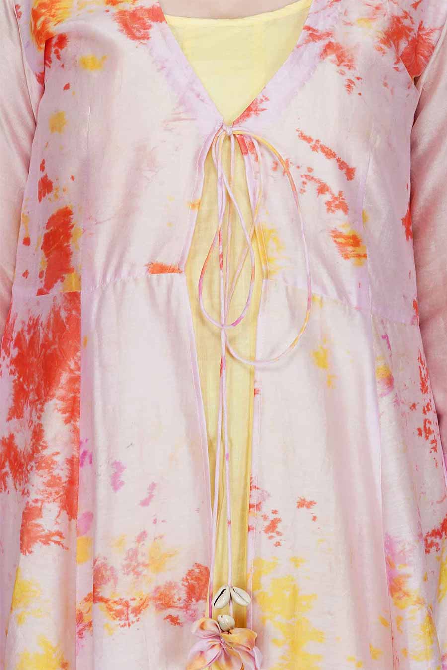 Marble Dyed Pink Jacket & Dress (Set of 2)