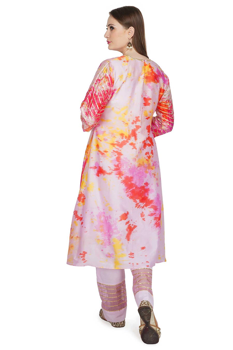 Marble Dyed Pink Pintuck Kurta