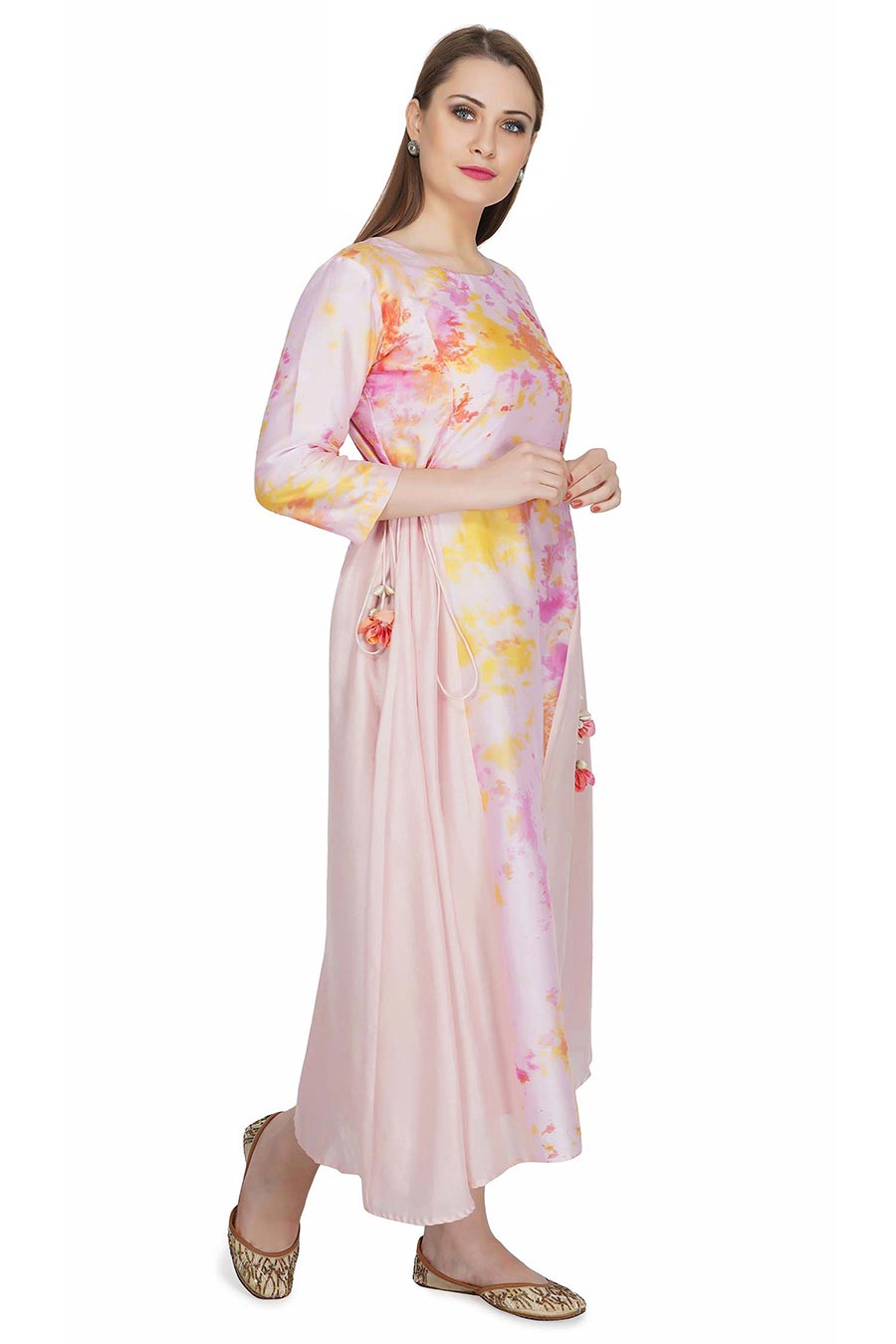 Marble Dyed Pink Panel Dress