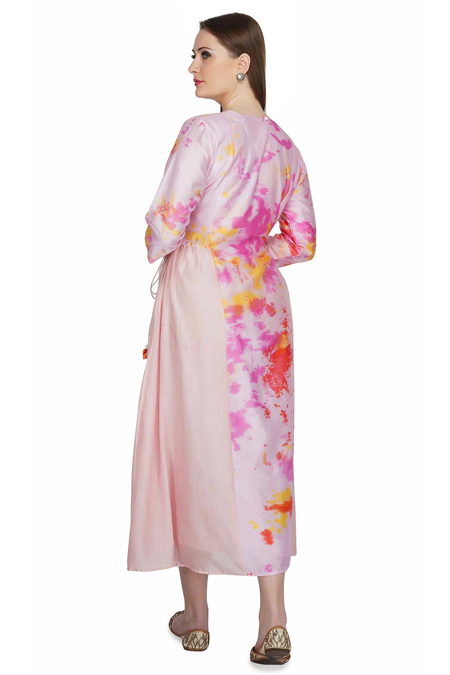 Marble Dyed Pink Panel Dress