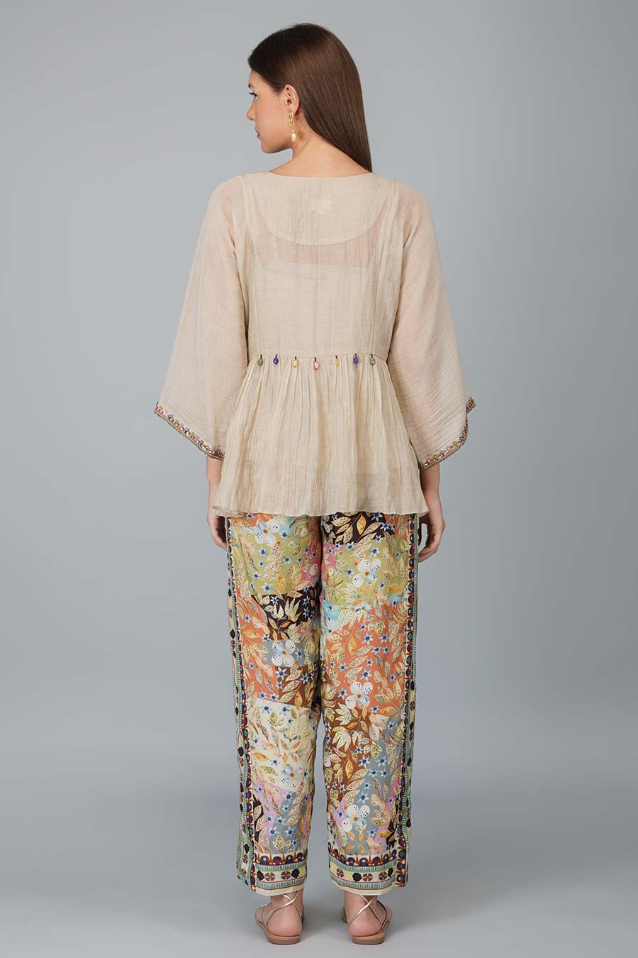 Melange Print Pants With Oversized Top