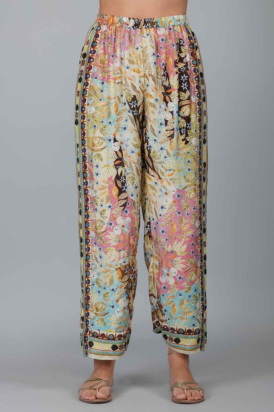 Melange Print Pants With Oversized Top