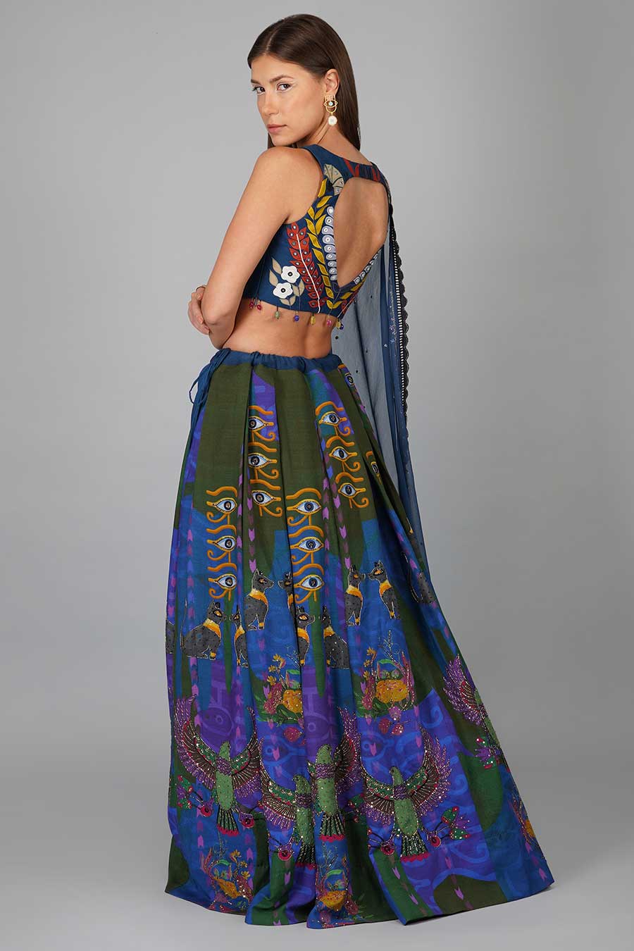 Blue Printed Lehenga Set