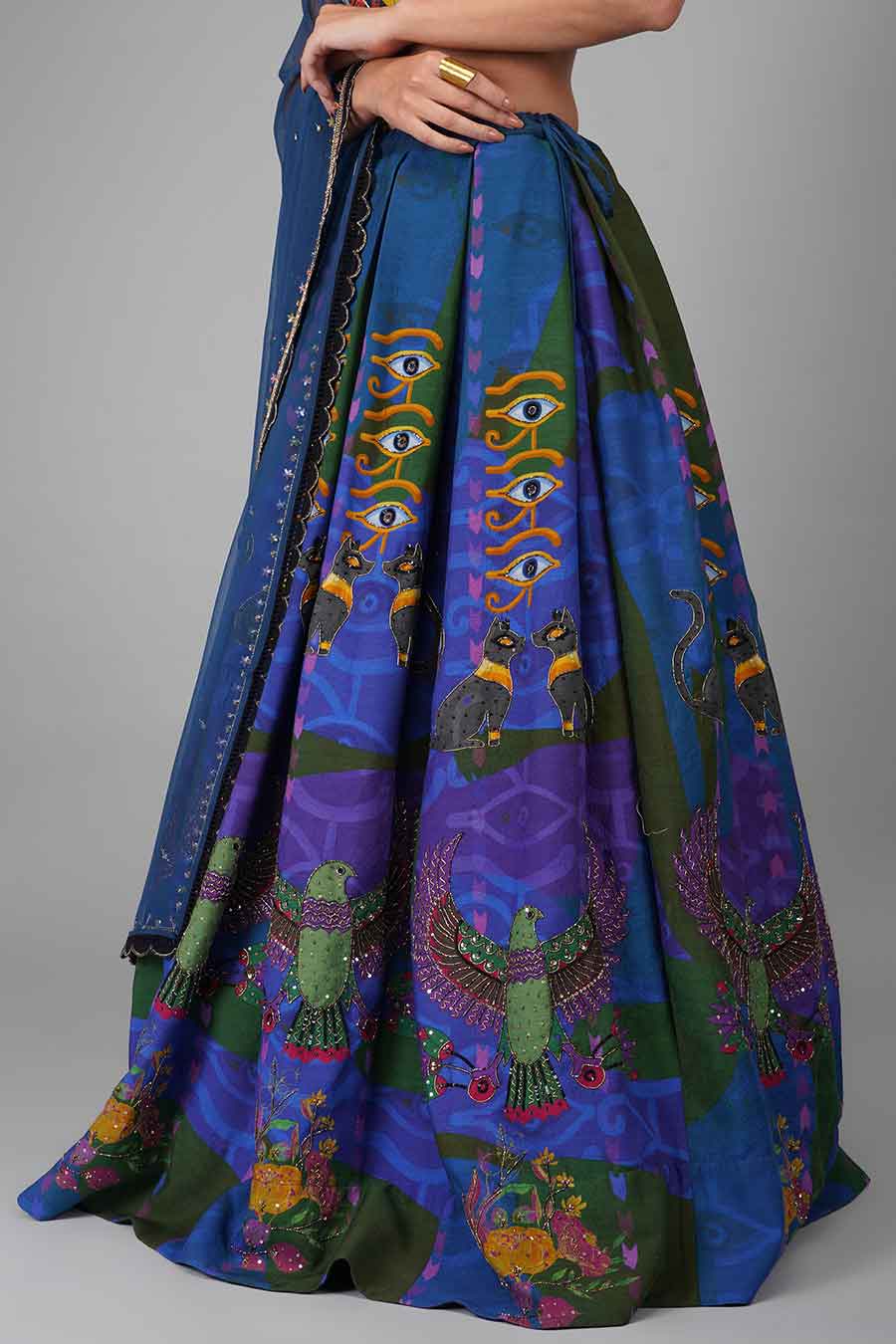 Blue Printed Lehenga Set