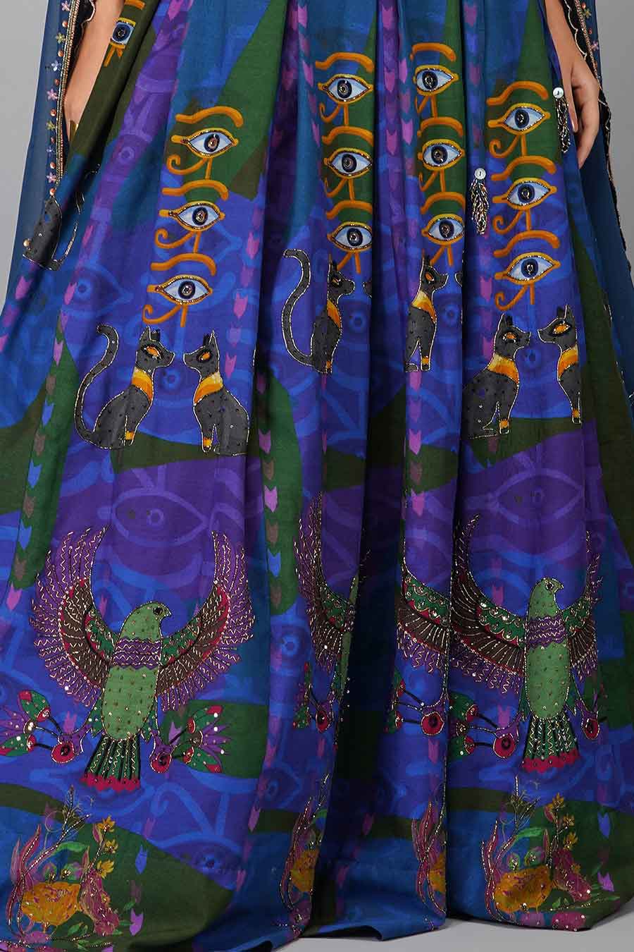 Blue Printed Lehenga Set