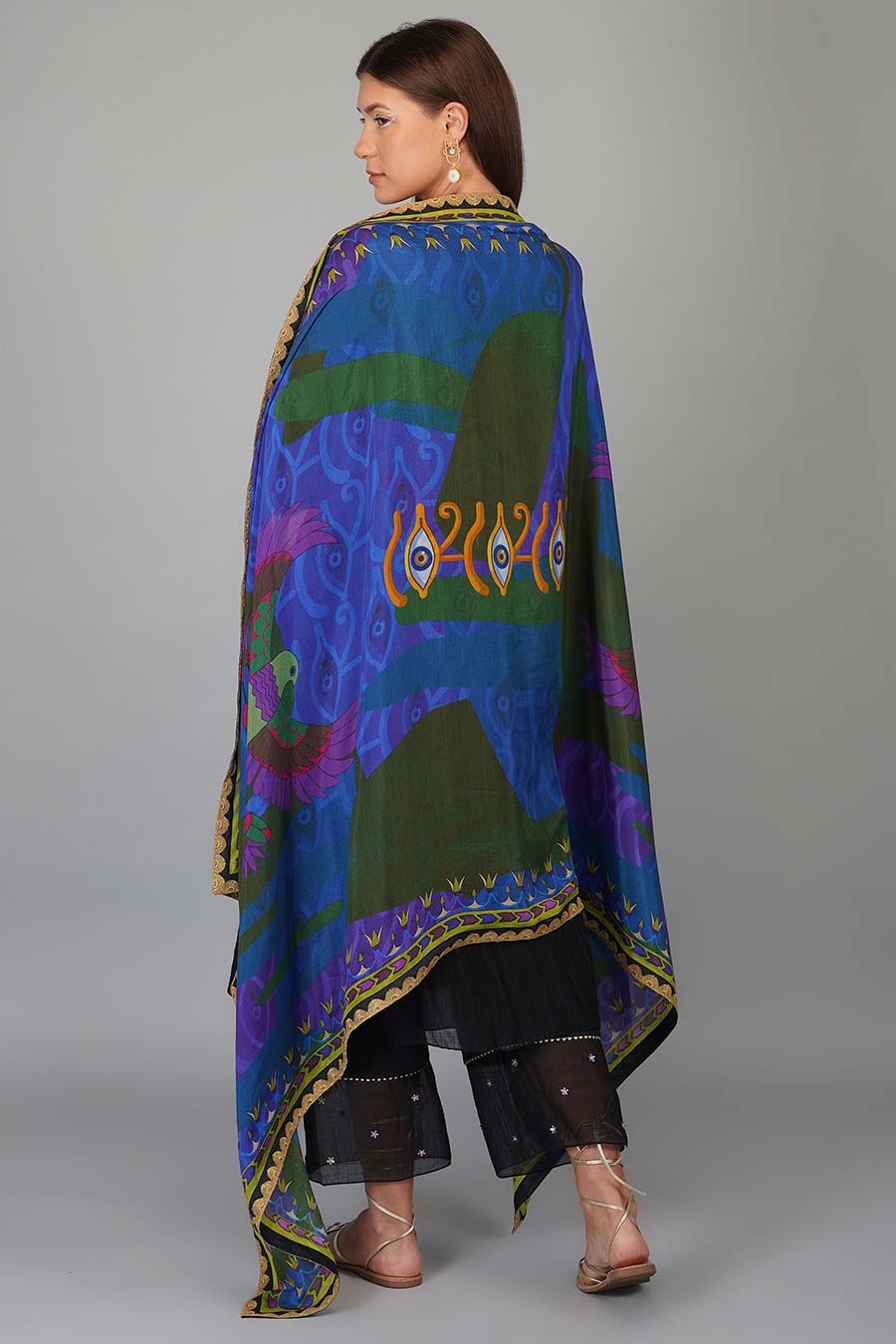 Black Printed Dupatta And Kurta Set