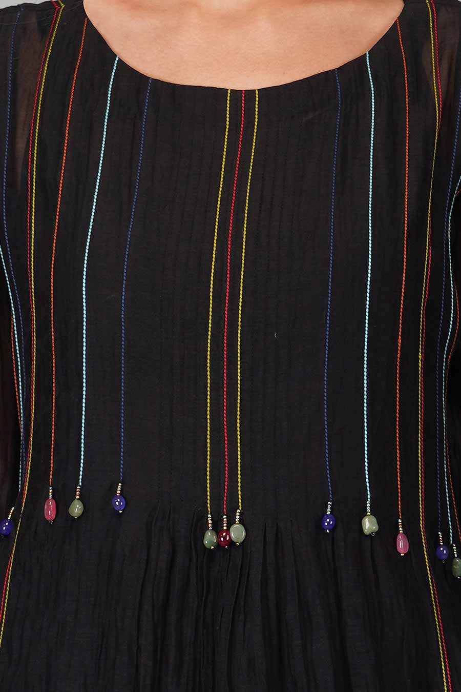 Black Pleated Kurta Set