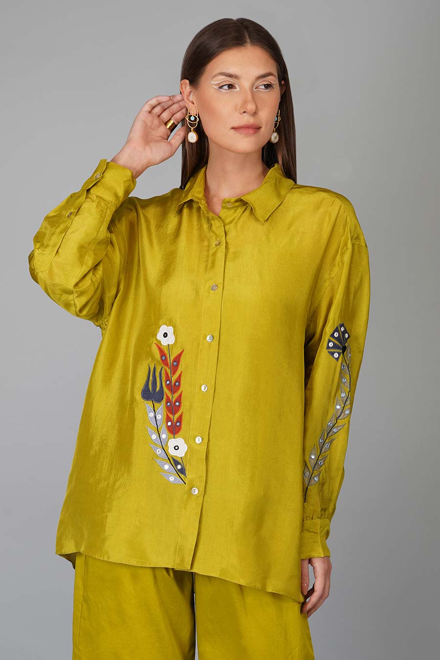 Green Applique Work Shirt