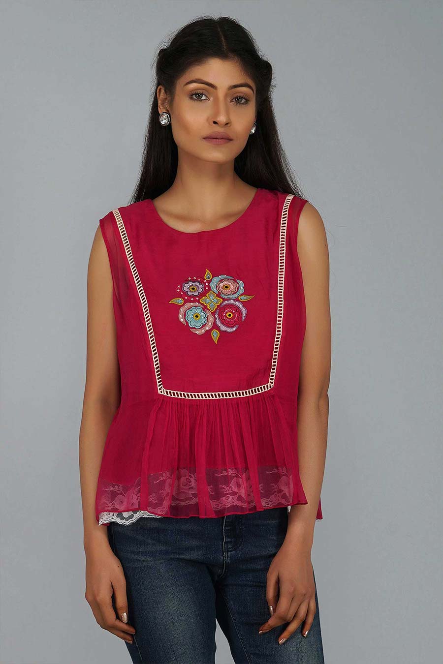 Suzani Flower Pink Buti Top