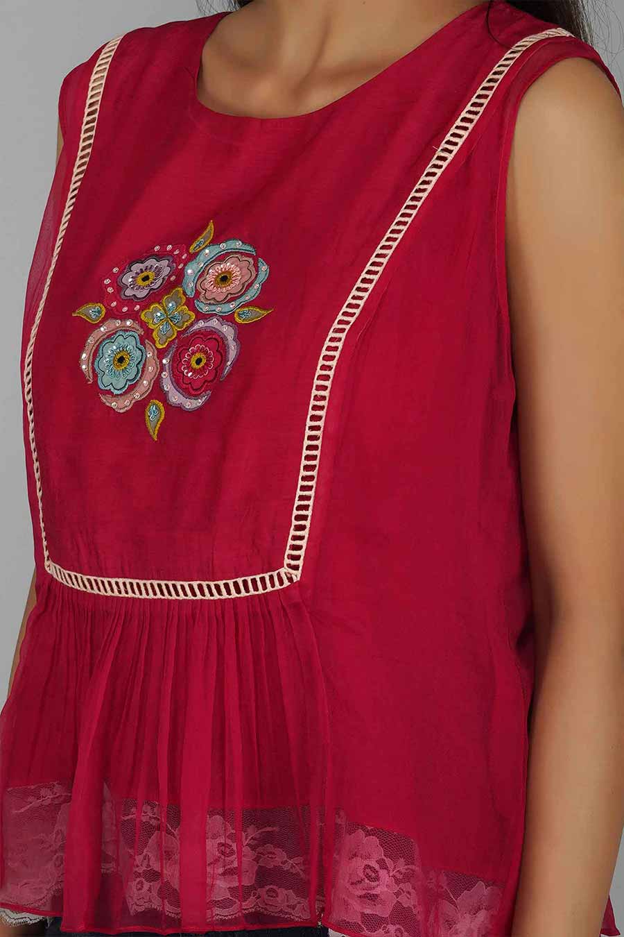 Suzani Flower Pink Buti Top