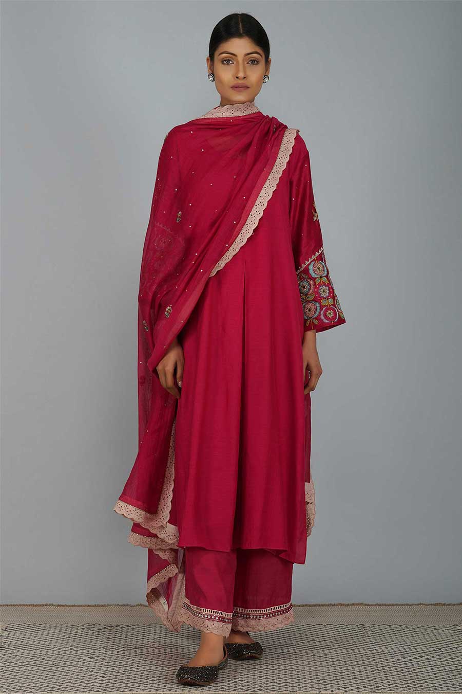 Suzani Flower Pink Kurta Set (Set of 3)
