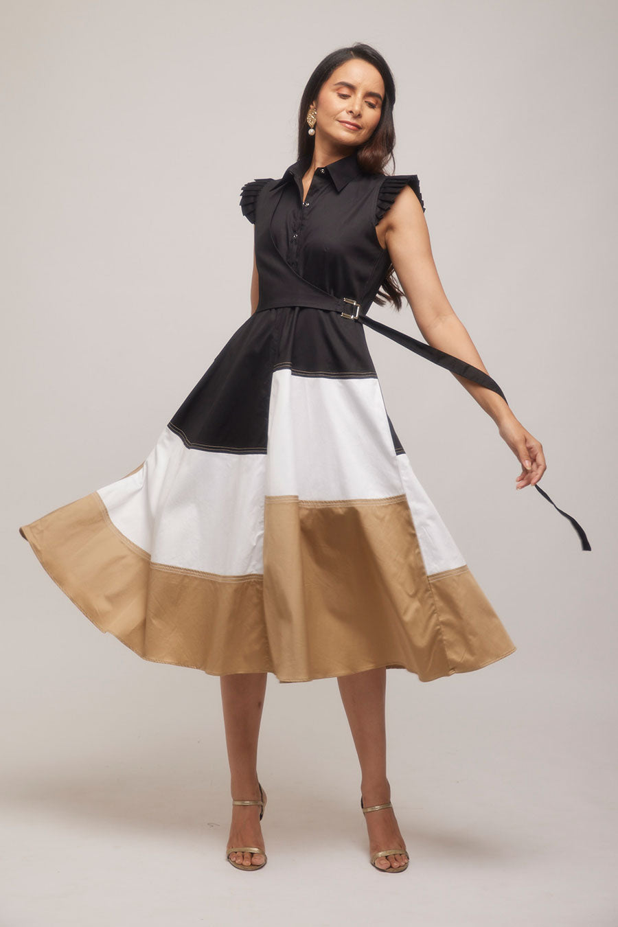 Skater Colour Block Illusion Dress