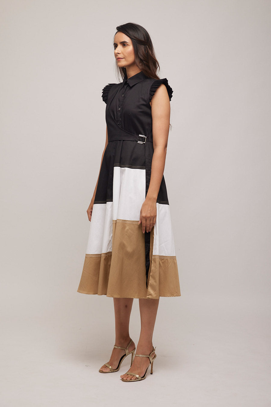 Skater Colour Block Illusion Dress