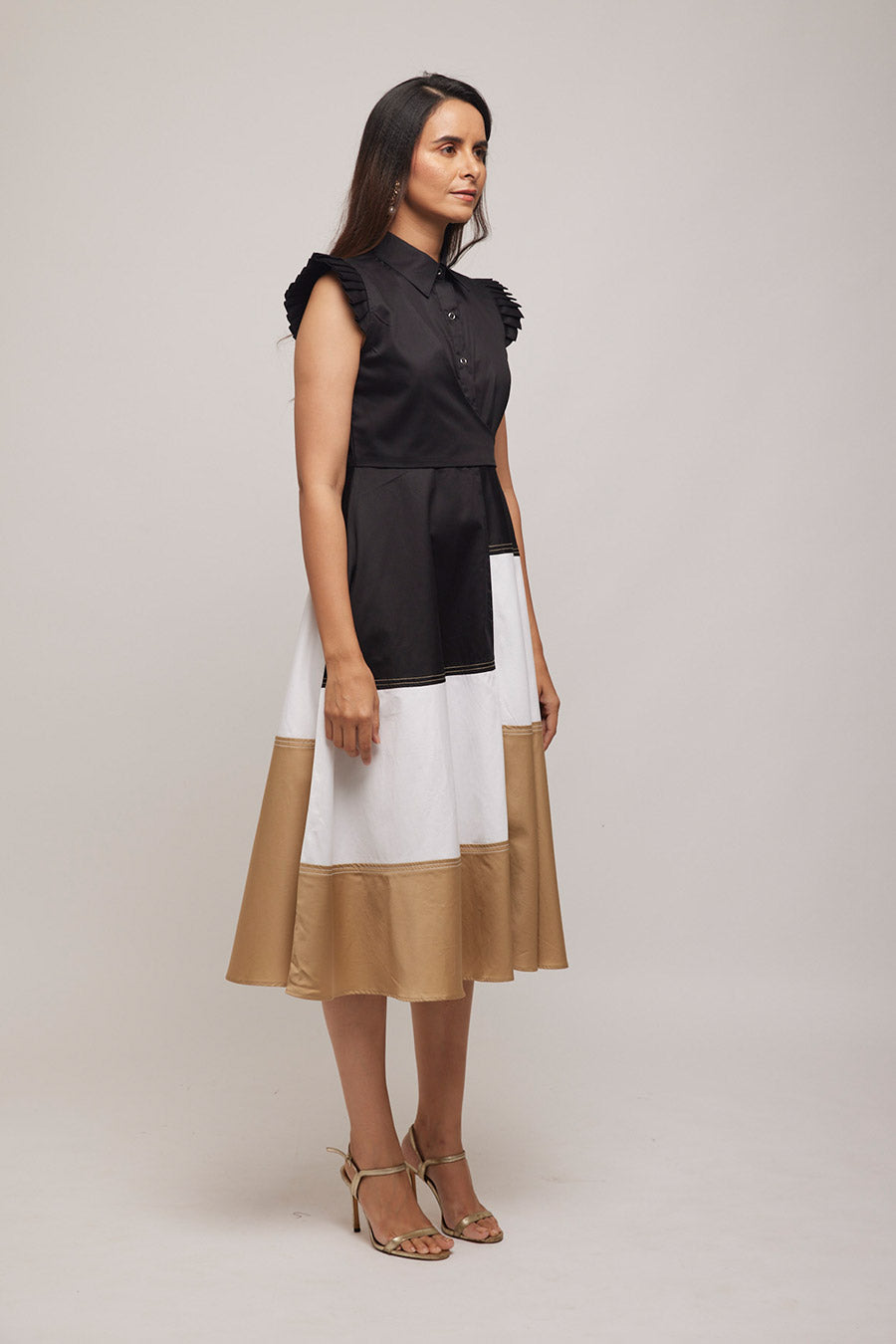 Skater Colour Block Illusion Dress