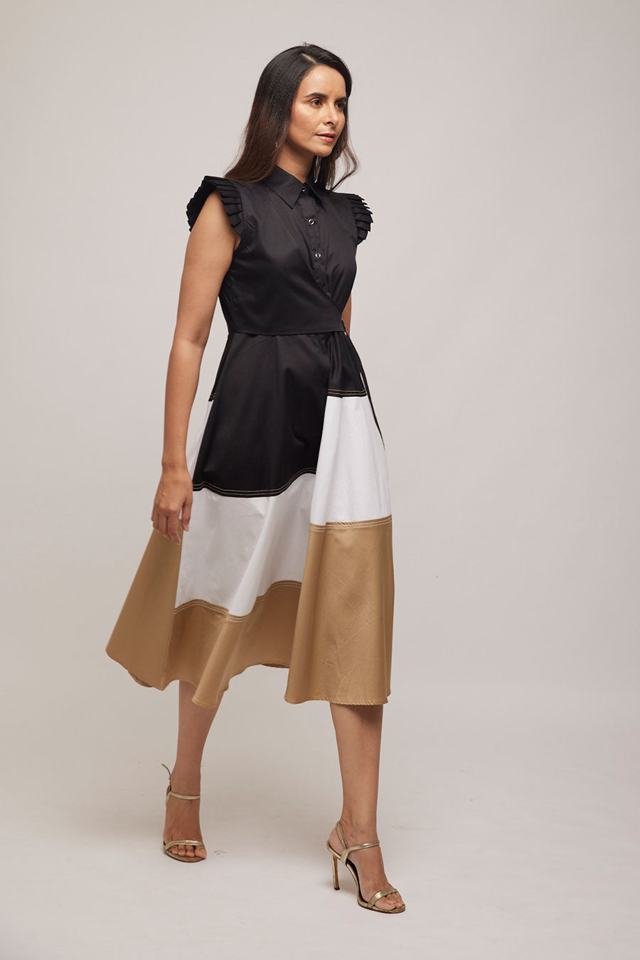 Skater Colour Block Illusion Dress