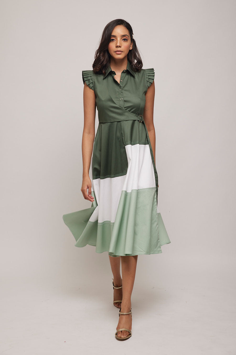 Skater Colour Block Illusion Dress