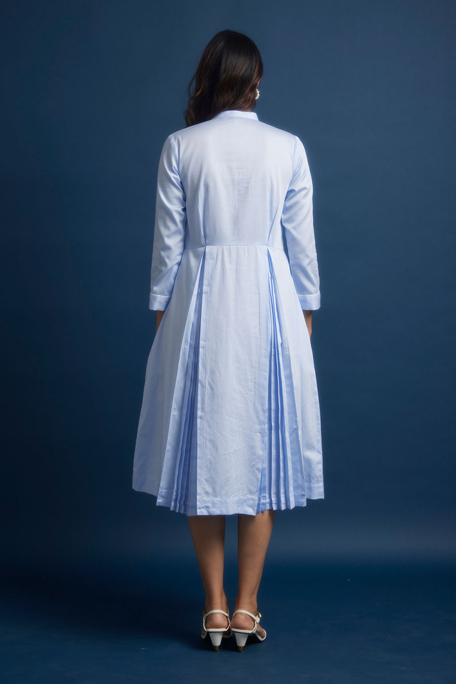Baby Blue Pleated Shift Dress