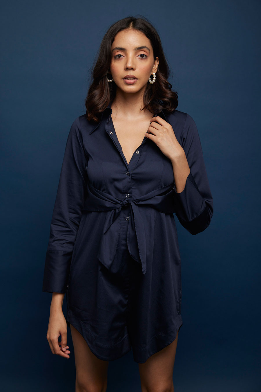 Navy Front Tie-Up Playsuit