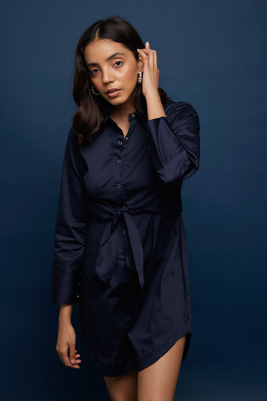 Navy Front Tie-Up Playsuit