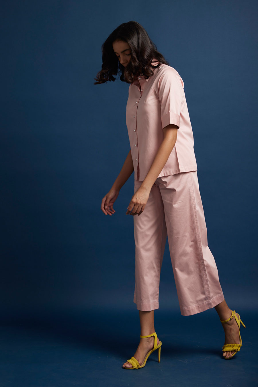 Pink Kantha Stitch Culotte Pants