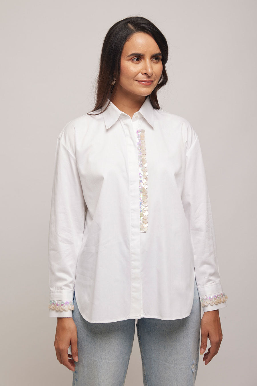 White Hand Embroidered Shirt