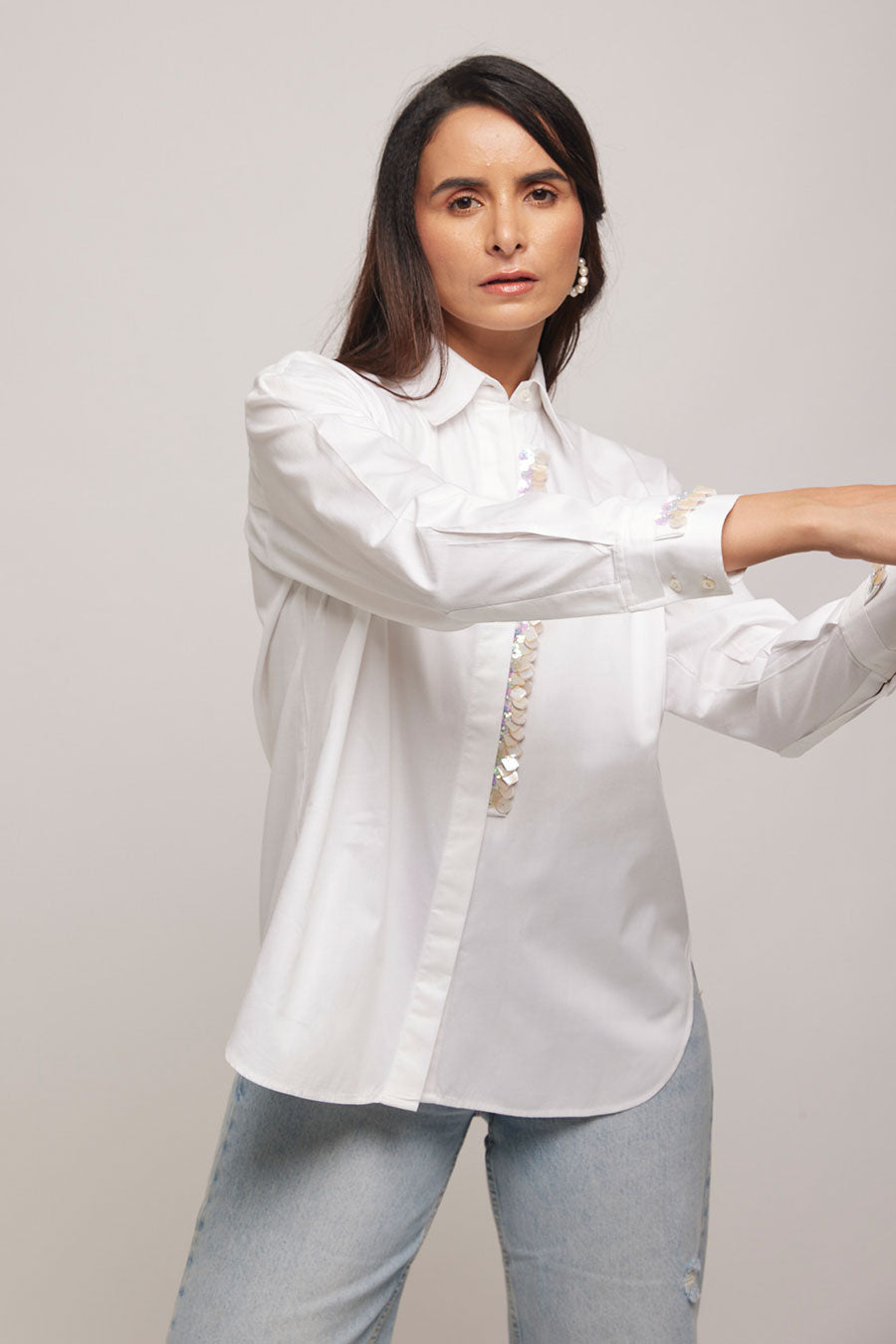 White Hand Embroidered Shirt