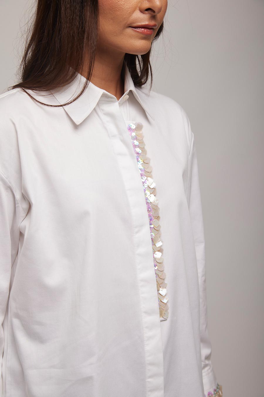 White Hand Embroidered Shirt