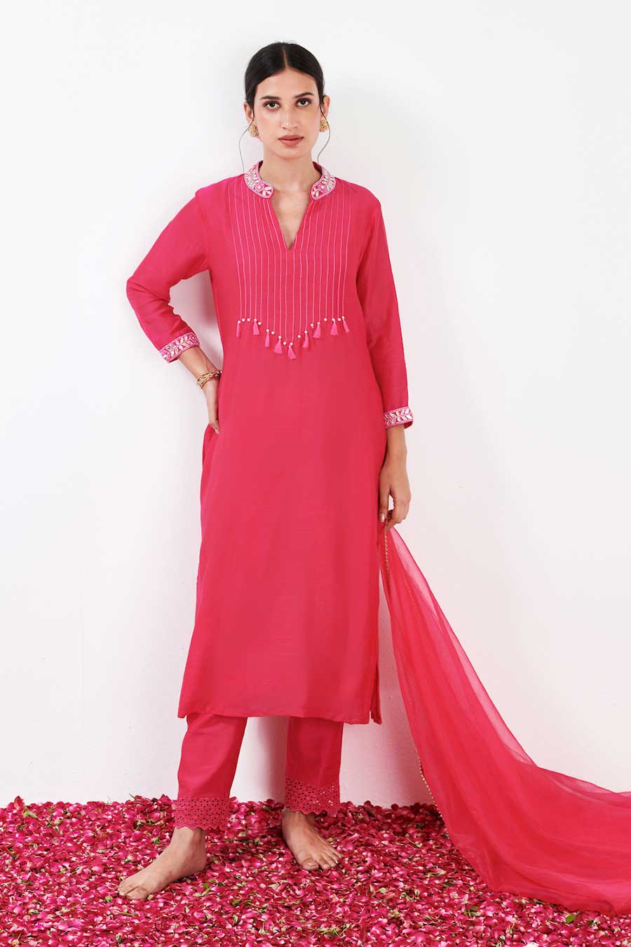 Myrha Pink Pintuck Kurta set