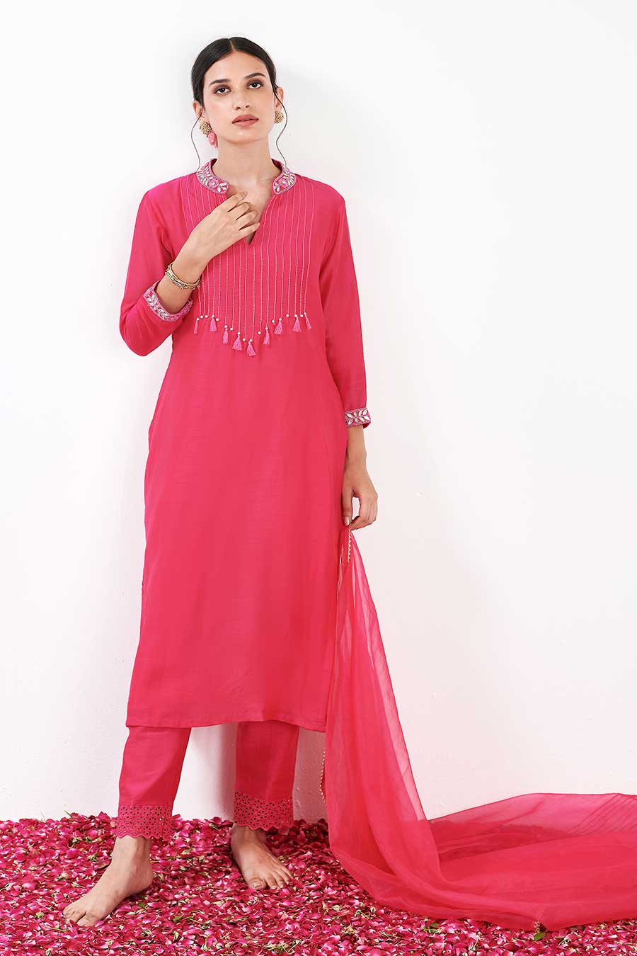 Myrha Pink Pintuck Kurta set