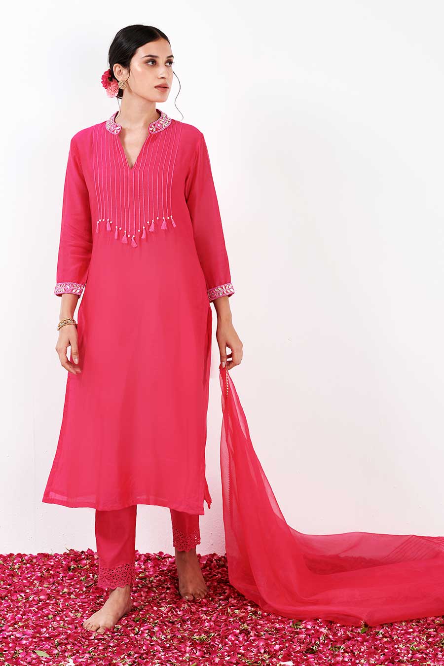 Myrha Pink Pintuck Kurta set