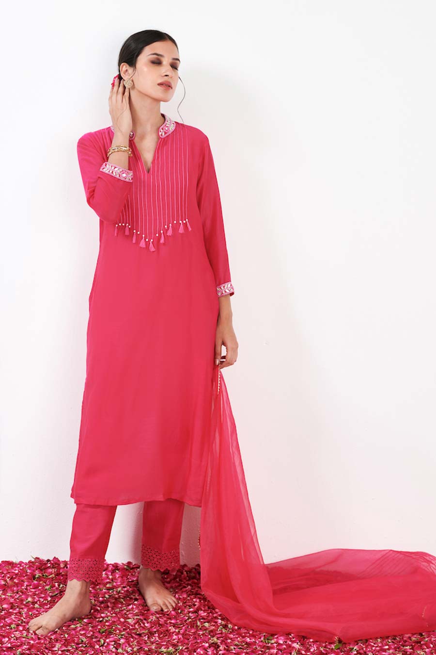 Myrha Pink Pintuck Kurta set