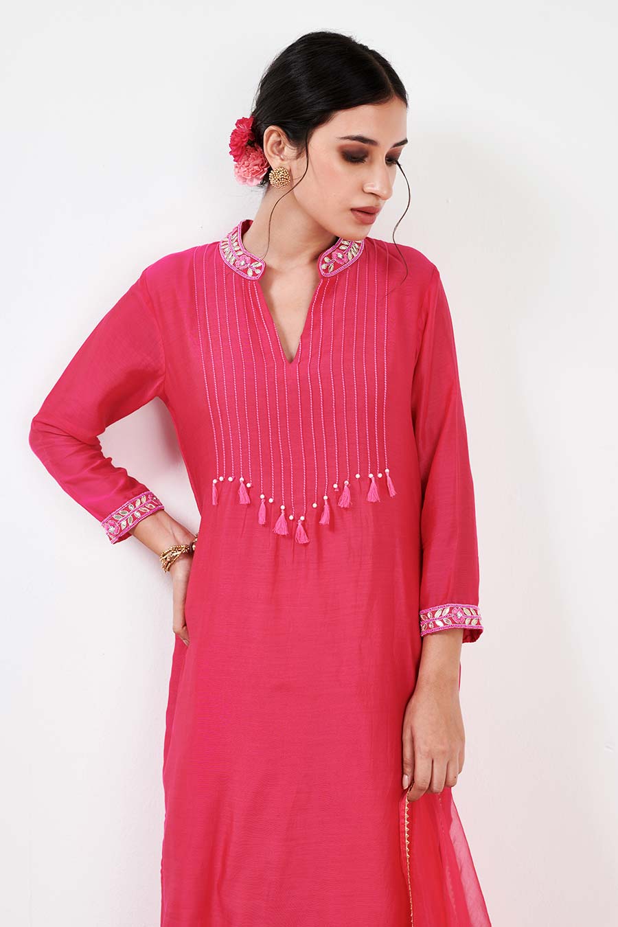 Myrha Pink Pintuck Kurta set