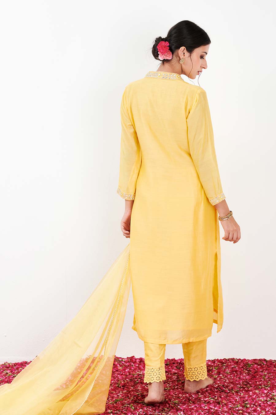 Myrha Yellow Pintuck Kurta set