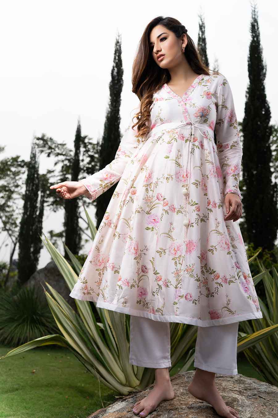 Off-White Printed Kurta & Pants Co-Ord Set