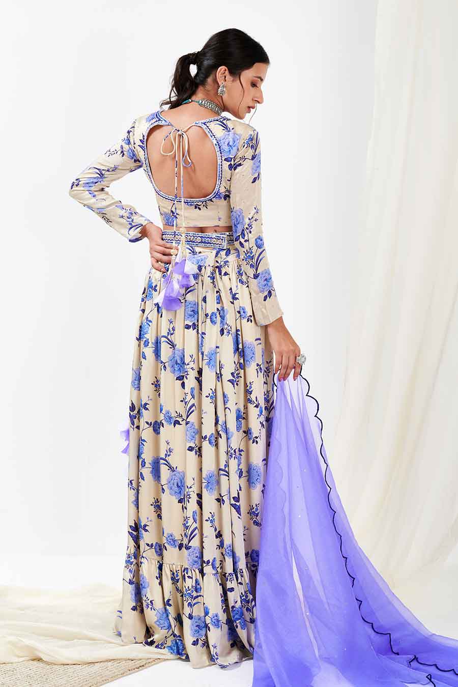 Blue Printed Lehenga Set